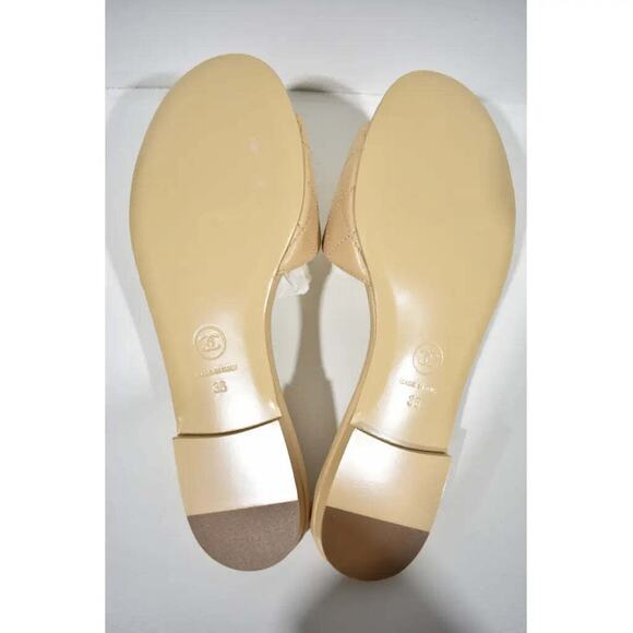 Chanel REV Beige Turnlock Quilted Gold CC Logo Mules Slide Sandal Flop Flat 36 - Picture 12 of 12